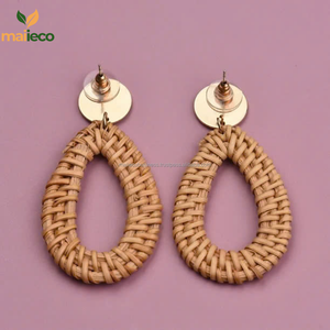 Meilleur prix à la mode bohème été plage gland boucles d'oreilles vente chaude bijoux de charme pour les femmes rotin boucle d'oreille - Product Image 2