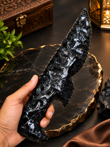 มีดหินออบซิเดียนสีดำแกะสลักด้วยมือจาก Rafay Gemstone แก้วภูเขาไฟ ของตกแต่งทางจิตวิญญาณ คริสตัลบำบัดธรรมชาติ ของตกแต่งบ้านและสำนักงาน - Product Image 2
