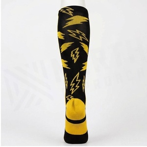 Black Yellow <b>Knee</b> <b>High</b> Soccer <b>Socks</b> Breathable Knitted for Adults Summer Sport Use - Product Image 2