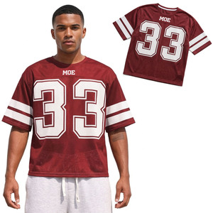 Maillot de football américain en maille rouge 100 % polyester respirant, personnalisable avec numéro, uniforme d'équipe, tenue d'entraînement, fournisseur OEM en gros - Product Image 1