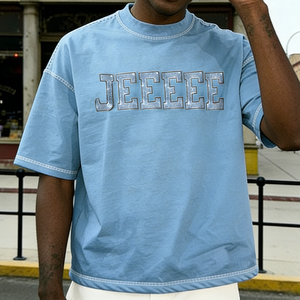 เสื้อยืดคอกลมโอเวอร์ไซส์ทรงบ็อกซี่ผ้าคอตตอนหนานุ่มประดับคริสตัลสำหรับผู้ชาย สไตล์สตรีทแวร์แบบสั่งทำพิเศษ - Product Image 2