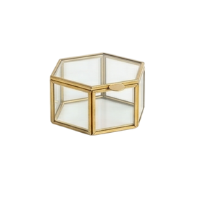 Caja de Joyería de Vidrio de Lujo con Acabado Dorado, Diseño Ecológico Personalizable para un Estilo Refinado, Caja de Joyería de Latón y Vidrio - Product Image 1