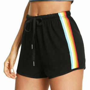 Shorts de sport personnalisés pour femmes, taille élastique, 100 % coton respirant, délavage moyen, dentelle, pour la course, le fitness et le yoga, design uni, idéal pour l'été - Product Image 4