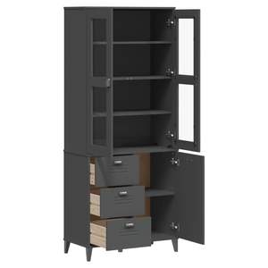 Armoire haute anthracite avec portes et tiroirs en verre pour le rangement de la cuisine à domicile - Product Image 5