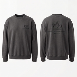 เสื้อสเวตเชิ้ตคอกลมสีเทาชาร์โคลสำหรับผู้ชาย ผ้าฝ้ายพรีเมียมเนื้อนุ่ม  โลโก้ปักด้านหน้าและด้านหลัง  สไตล์สตรีทแวร์ รับผลิตแบบ OEM - Product Image 3
