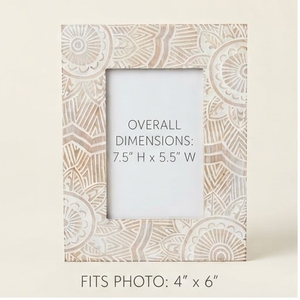 Cadre photo en bois orné, écologique, léger, vertical, rectangulaire, avec motif en relief, fait main, impression couleur intégrale, pour présentation sur table - Product Image 1