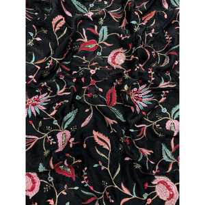 Magnifique sari noir de soirée avec broderie de paillettes et bordure en dentelle non cousu pour les fêtes - Product Image 1