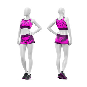 Conjunto Deportivo de Dos Piezas para Mujer, Talla Grande, Ligero, Ecológico, Transpirable, con Elasticidad en Cuatro Direcciones, para Yoga y Fitness, con Sujetador y Pantalones Cortos - Product Image 3