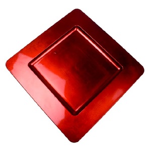 Simply Elegant 13 Inch <b>Square</b> Plastic Charger Plate 6-Pack Service Plate for Party Dinner Wedding Flat <b>Edge</b> Shiny Foil Finish - Product Image 2