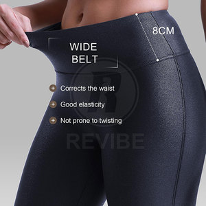 Legging en cuir moderne pour femme, taille mi-haute, décontracté, respirant, longueur intégrale, texture lisse, style tendance, REVIBE INDUSTRY, personnalisable - Product Image 5