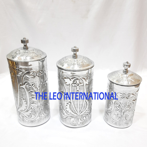 Wholesale Unique Style <b>Kitchen</b> Airtight Metal Golden Flower Food <b>Storage</b> <b>Jar</b> Tea Coffee Sugar Canister with Lid - Product Image 5