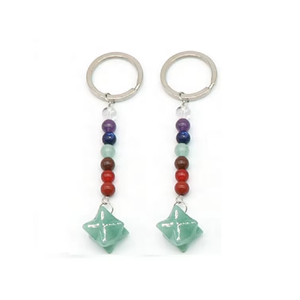 Porte-clés en cristal de haute qualité, aventurine verte, porte-clés Merkabah, porte-clés en pierre naturelle, cadeaux pour femmes, vente en gros - Product Image 5