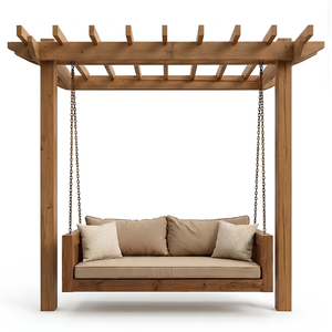 Sillón Columpio de Jardín de Madera de Teca Premium, Tumbona Independiente para Exteriores con Soporte para Pérgola - Product Image 2