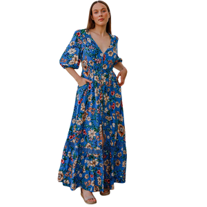 Vestido Maxi Informal para Mujer, Cuello Cuadrado, Vestido Largo - Product Image 3