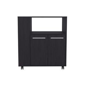 Mobile Base da Cucina Eldon Nero Wengue a Due Ante con Quattro Ripiani e Scaffali Laterali per Stoccaggio e Organizzazione - Product Image 6