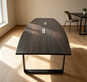 Table de conférence oblongue AY Office System, pieds en métal mélaminé, design moderne, mobilier de bureau durable pour usage commercial - Product Image 1