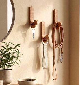 Wholesale Handcrafted Wooden Adhesive Bird Wall <b>Hooks</b> Natural Finish Decorative Coat Hangers Home Storage Utility <b>Hook</b> - Product Image 3