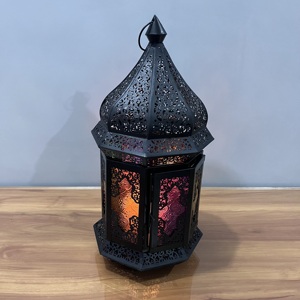 Moroccan Style Black Metal Iron Glass <b>Hexagon</b> Carved Decorative Candle Lantern Ramadan Eid Table Home Decoration Artisan Design - Product Image 4