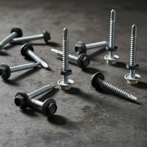 Vis autoperceuse à tête hexagonale PDC Modèle 12 avec rondelle EPDM intégrée, en acier au carbone, filetage grossier, galvanisée, zinguée, classe 4.8/6.8 - Product Image 1