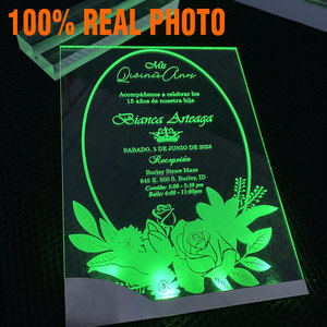 Custom Premium LED <b>Light</b> <b>up</b> Rechargeable Acrylic Greeting Card Logo 130x180mm Certified Thank You Holiday Christmas Birthday - Product Image 2