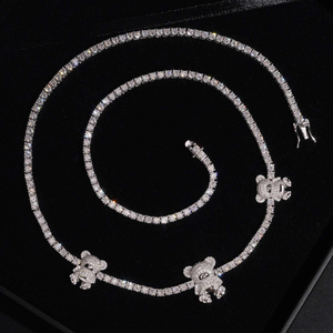 Collier tennis en moissanite avec breloques à motif floral, bijoux hip-hop sertis de pierres, chaîne de luxe pour homme et femme - Product Image 2