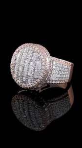 Iced Out Rose Gold Baguette <b>Ring</b> Hip Hop Statement Jewelry Diamond Look Cubic Zirconia Luxury Bling <b>Ring</b> - Product Image 3