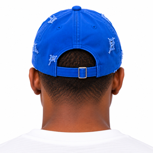 Casquette de baseball bleue vintage délavée avec numéro 7 brodé, détails vieillis, fermeture réglable, pour sports décontractés en extérieur - Product Image 2