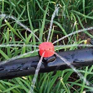 Goutteur réglable 4 sorties en PP noir et rouge 0-70 LPH pour l'agriculture, les fermes, les serres, les pelouses et les jardins domestiques - Product Image 1
