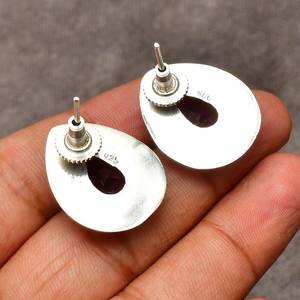 Ensemble de bijoux de luxe en argent sterling 925, collier et boucles d'oreilles en améthyste naturelle taille goutte d'eau pour femme, bijoux de mariage - Product Image 5