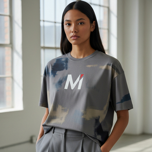 เสื้อยืดทรงบ็อกซี่ผู้ชาย ผ้าคอตตอนหนานุ่ม ทรงหลวม สไตล์สตรีทแวร์  เรียบง่าย  รับสกรีนลายกราฟิกตามสั่ง - Product Image 5