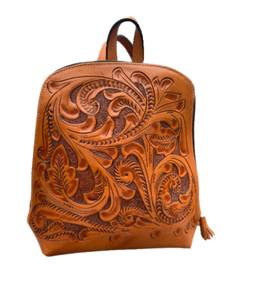 2026 New Stylish Hot Fashionable Hand Tooled Florals Carved 100% Genuine Leather Student Backpack Western Stylish Brown Backpack - Product Image 1