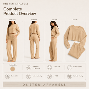 ONETEN APPARELS เสื้อครอปผู้หญิงแบบถักมีกระเป๋า ทรงหลวม คอกลม แขนยาว สีพื้น ใส่สบายทุกฤดูกาล - Product Image 2