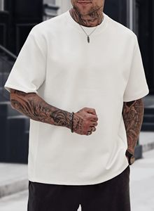 Camiseta de algodón grueso con cuello redondo y corte holgado para hombre, proveedor mayorista - Product Image 3