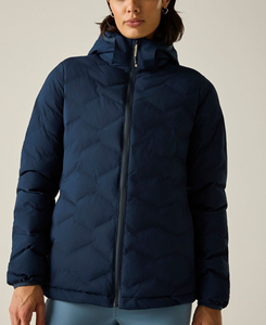 Chaqueta acolchada con capucha para mujer, azul marino, impermeable, tejida, con cremallera completa, abrigo de invierno, superventas 2026, MOQ bajo - Product Image 1