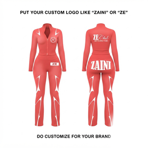 Premium 320 GSM Polyester Spandex Coral Tracksuit White Panel Custom Logo Full Zip <b>Set</b> - Product Image 1