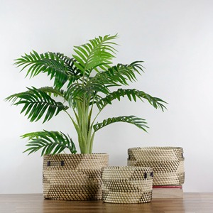 Set of 3 round seagrass <b>baskets</b> with custom patterns Handmade <b>Storage</b> <b>Basket</b> Wholesale eco-friendly Made in Vietnam - Product Image 2