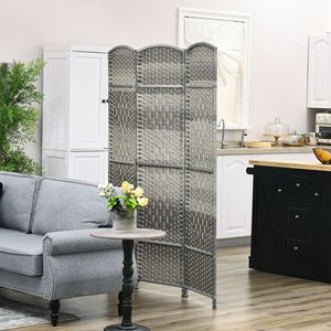 Divisorio in Legno a 3 Pannelli, Design Tradizionale, Alto 1,8 m, Grigio Misto, per Ufficio Domestico, Schermo per la Privacy Autoportante - Product Image 2