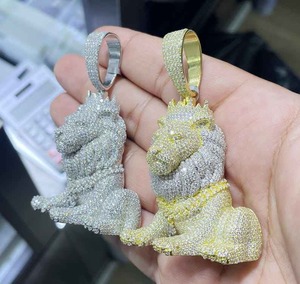 Exclusivo Colgante de Plata de Ley con Diamantes Moissanite VVS para Hombre, Diseño de León Estilo Hip Hop, Personalizado, para Venta al por Mayor - Product Image 5