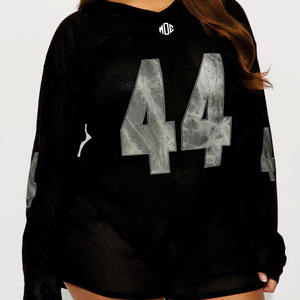 Camiseta Deportiva de Fútbol Americano para Mujer, Talla Grande, Manga Larga, Transpirable, Estilo Urbano, con Número Estampado, Venta al Por Mayor OEM - Product Image 1