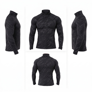 Veste d'entraînement ajustée pour homme, respirante, écologique, vêtements de sport, fermeture éclair intégrale, veste de compression en polyester imprimée pour homme - Product Image 5