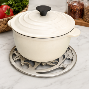 Floral Metal Trivet | Heat Resistant Hot Pot <b>Stand</b> Table Protector | Decorative Kitchen Dining Cookware Holder Home Countertop - Product Image 2
