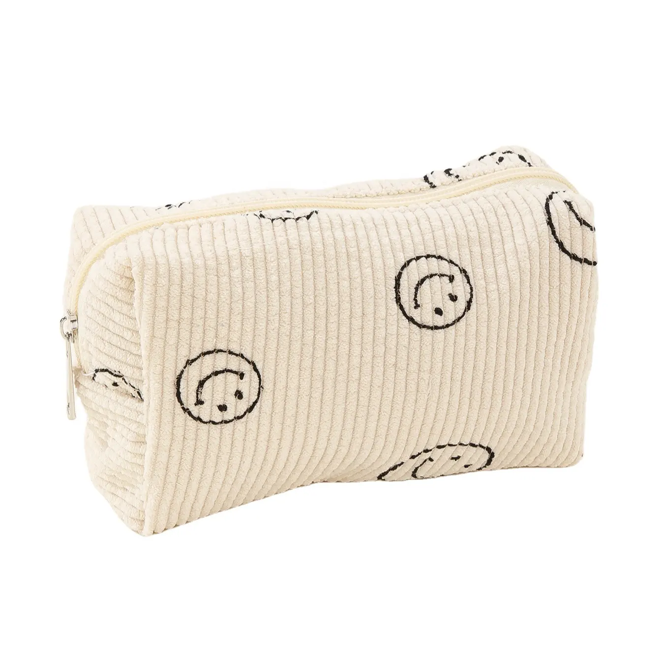 Smiley Face Cosmetische Tas Toilettas Opbergen Corduroy Tas