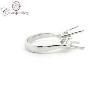 DIRECT FACTORY 18K AU750 CLASSIC WHITE GOLD NATURAL DIAMOND 3.00CT CENTER <b>TWO</b> PEAR SIDE THREE <b>STONE</b> <b>RING</b> MOUNTING Wedding Party - Product Image 4