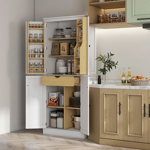 Mobile da Cucina Moderno Alto 183 cm con 5 Ripiani e 8 Cassetti Porta Spezie - Product Image 2