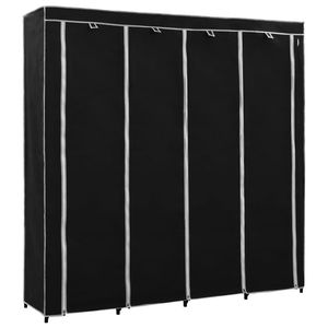 Grande armoire avec cadre en fer noir et tissu en polyester, solution de rangement élégante - Product Image 2