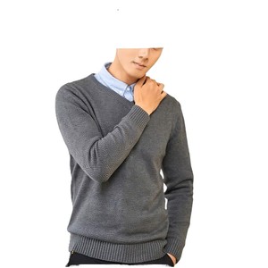 Pull à col en V pour homme, manches longues, couleur unie, respirant, en coton tricoté, décontracté, vêtements d'automne pour homme, personnalisé - Product Image 2