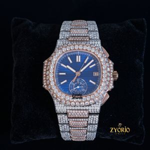 Reloj de Lujo con Diamantes Moissanite para Hombre, Dos Tonos, Oro Rosa y Plata, Acero Inoxidable, Cristal de Zafiro, Estilo Hip Hop Personalizado - Product Image 5