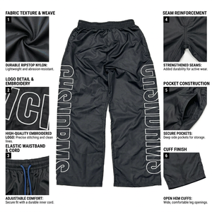 Men's <b>Black</b> Woven Track Pants with Elastic Waist and Contrast Side Lettering for Custom Wholesale Streetwear Top Quality <b>Trouser</b> - Product Image 5