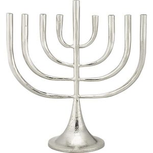 Menorah de Metal Plateado Pulido, Estilo Moderno de Ramas, Decoración Minimalista para el Hogar, Adorno de Hanukkah - Product Image 3