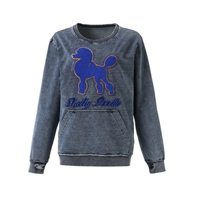เสื้อสเวตเชิ้ตคอกลมผ้าเชนิลล์ลายพุดเดิ้ลยี่ห้อ Sigma Gamma Rho แบบมีกระเป๋า  ผ้าฟลีซลำลอง แขนยาว สั่งทำได้ตามแบบ OEM ODM ขายส่ง - Product Image 3
